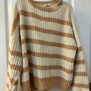 striped beige knitted sweater, oversized